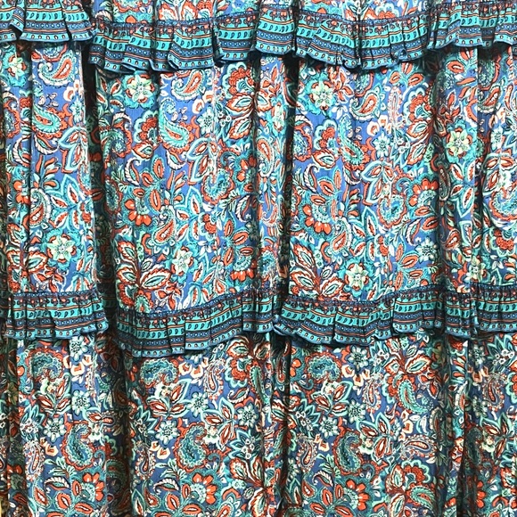 J. Jill Women’s Size L Coastal Ruffles Sleeveless Midi Dress Blue Paisley - Picture 9 of 9